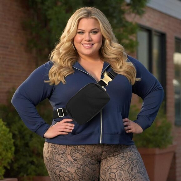 NWT! Plus Size Black Belt Bag Fanny Pack Crossbody Adjustable Strap 40-70" waist - Picture 8 of 16